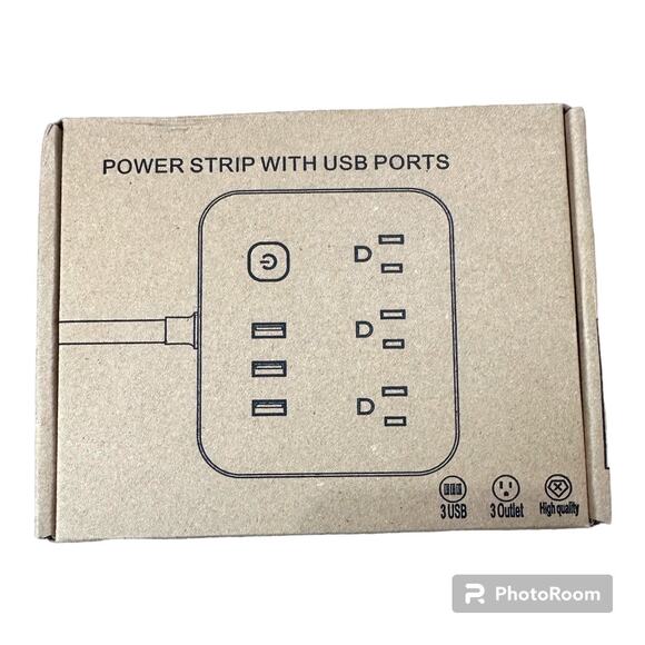 Power Strip Surge Protector 3 AC Outlets 3 illuminated USB Charging Station - Picture 5 of 6